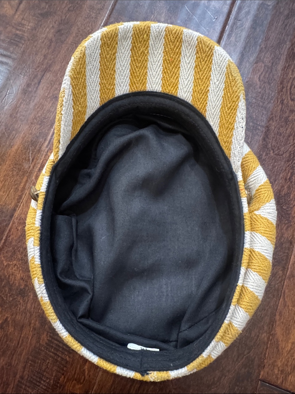 Striped Yellow & Cream Baker Boy Cap - Picture 5 of 6